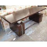 DESK, 20th century Macassar with chromed supports, 180cm x 70cm x 75cm.