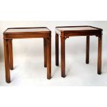 LAMP TABLES, a pair, George III design flame mahogany with canted corners, 57cm x 47cm x 63cm H.