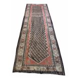 ANTIQUE PERSIAN KASVIN KILIM RUNNER, 303cm x 127cm,