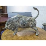 BRONZE BULL BY P. CHENET, 36cm L.