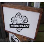 GARAGE SIGN, by Bee Rich, with Michelin man detail, 51cm x 41cm x 12cm.