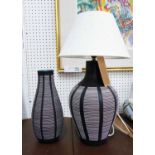 BAGNI ITALIAN LAMP AND VASE, 1970's, in black and white repeat pattern, with shade, 56cm H.