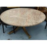 DINING TABLE, French provincial inspired, granite top on gilt base, 150cm Diam x 74cm H.
