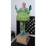 RUTH ELIA 'Leigh Bowery', wood sculpture, 110cm x 50cm x 50cm, signed on the base.