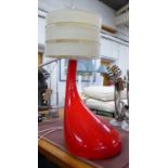 LAMP, French, 1970's red abstract plastic design with original shade, 80cm H.