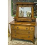 DRESSING CHEST, en suite with previous lot having a mirror above seven drawers,