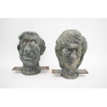 CHARLES AND DIANA MASK MOULDS, after Spitting Image caricatures, circa 1980's, metal alloy, 32cm H.