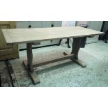 REFECTORY TABLE, vintage Provincial style lime washed oak rectangular on trestles,