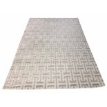 'MIAMI' ART DECO DESIGN SILK CARPET, 270cm x 180cm, geometric silver field.