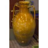 OIL JAR, glazed terracotta with twin handles, 135cm H.