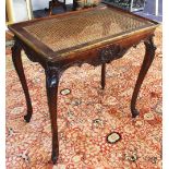 CENTRE TABLE, Louis XV beechwood and parcel gilt with rectangular dished caned top,