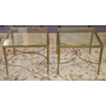 LOW TABLES, a pair, circa 1970, Regency style brass,