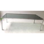 LOW TABLE, rectangular chrome and sepia glass, 124cm x 61cm x 39cm H.