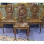 HALL CHAIRS, a set of four, 19th century mahogany,