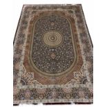 FINE PERSIAN PURE SILK QUM DESIGN CARPET, 300cm x 200cm,