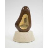 BRONZE CONTEMPORARY SCULPTURE, abstract form on a polished stone base,