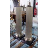 TABLE LAMPS, a pair, contemporary column design, 75cm H.