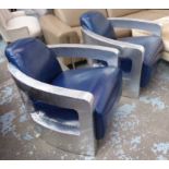 FLIGHT COMMANDER'S CLUB CHAIRS, a pair, 78cm H.