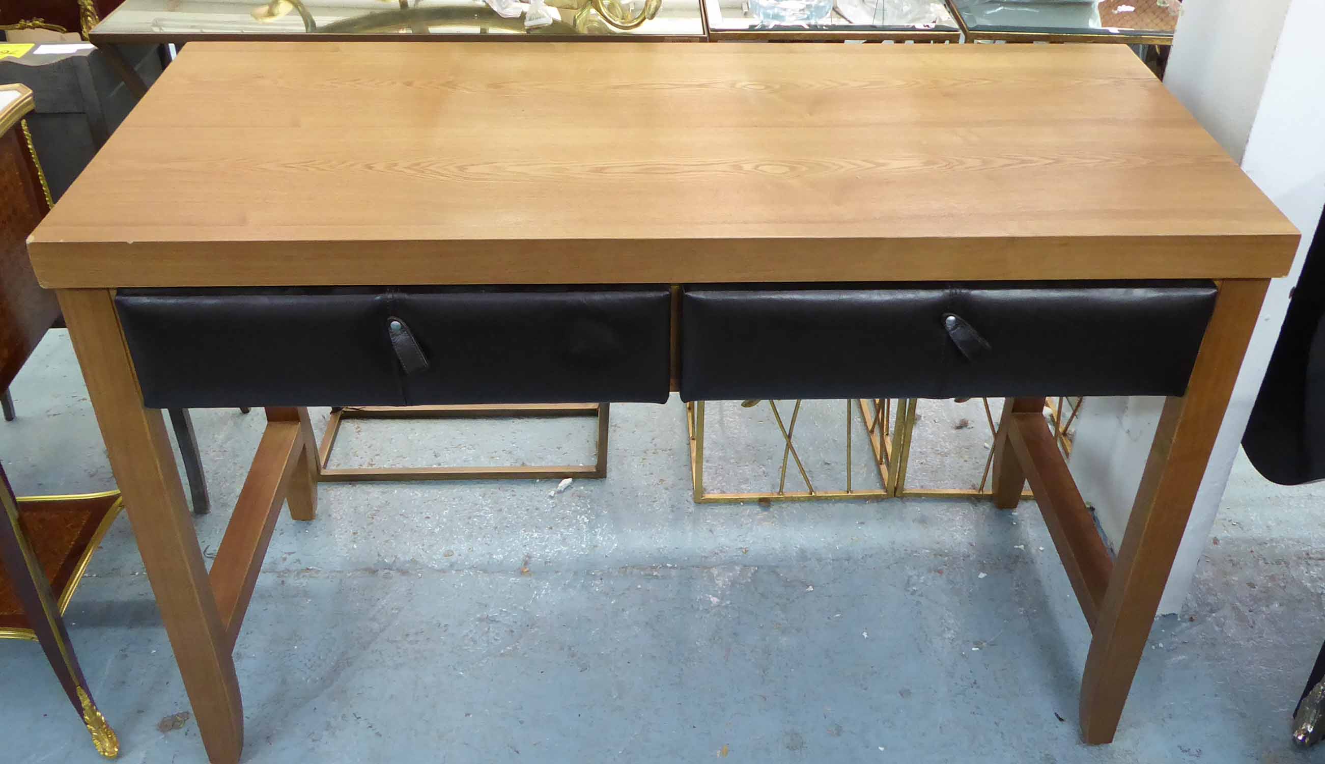 DESK, contemporary with leathered top, 120cm x 50cm x 50cm.