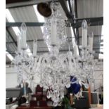 CHANDELIER, eight branch Georgian style with bohemian crystal drop, 100cm H plus chain.