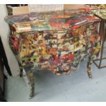 COMIC BOOK COMMODE, two drawers, French style bombe design, 100cm x 50cm x 86cm.