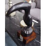 STUDY OF A TOUCAN, French Art Deco style bronze, 37cm H.