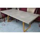 DINING TABLE, contemporary design, concrete top, trestle base, 200cm x 100cm x 75cm.