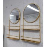WALL MIRRORS, a pair, 1960's French style, gilt finish, 80cm x 40cm.