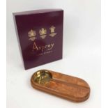 ASPREY CIGAR ASH TRAY, walnut and brass, boxed.