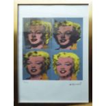 ANDY WARHOL 'Quadruple Marilyn', lithograph print, on Arches paper,