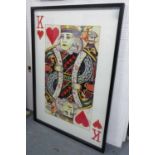 KING OF HEARTS, contemporary school decoupage, framed and glazed, 145cm x 100cm.