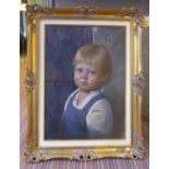 20th CENTURY 'Crying Boy', oil on canvas, 70cm x 49cm, framed.