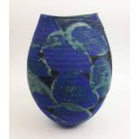 PAUL SPENCE VASE, in matte glaze in shade of black, blue and turquoise, approx 31cm H.