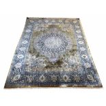 FINE PURE SILK QUM DESIGN CARPET, 250cm x 150cm.