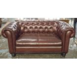 CHESTERFIELD SOFA, buttoned leather upholstered, 161cm W.