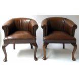 LIBRARY/DESK ARMCHAIRS, a pair,