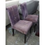 DINING CHAIRS, eight, tall backed velvet, each 45cm W x 96cm H.