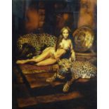 WITHDRAWN - MARK SELIGEV 'JLo with leopard', photoprint on diasec mount, 68.5cm x 87cm.