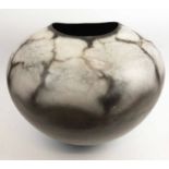 GABRIELE KOCH URN, in marblelised glaze in shades of white and grey ceramic, approx 36cm H.