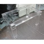 GLASS TABLE BY FAB ART, on square supports, 80cm x 50cm x 45cm H.