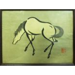 YOSHIJIRO MOKUCHU URUSHIBARA (Japanese 1888 - 1953) 'Horses', a set of four wood block prints,