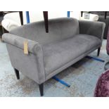 AARK SOFA, of slight proportions, grey chenille finish, 180cm W.