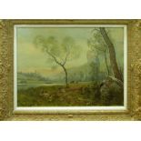 GIOVANNI PERACCHIO 'Landscape', 1893, oil on canvas, signed and dated, 80cm x 64cm, framed.