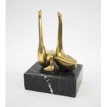 HAHAKITOSOL SOMCHAI BRONZE SCULPTURE, depicting seated geese on a marble base, 20cm H.