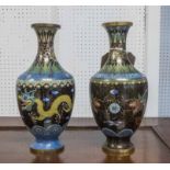 CLOISONNE VASES, two similar, early 20th century, each 24cm H.