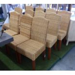 DINING CHAIRS, a set of twelve, wicker, each 45cm W x 100cm H.