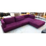 CORNER SOFA, with purple upholstery, in two parts 273cm x 176cm x 68cm H.