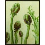 CONTEMPORARY SCHOOL 'Asparagus and Artichoke', a pair of oil on canvas, 75cm x 55cm each,