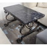 ORANGERY LOW TABLE, iron in the English Country House style with rectangular black marble top,