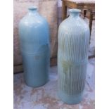 FLOOR VASES, a pair, turquoise of substantial proportions, 87cm H.